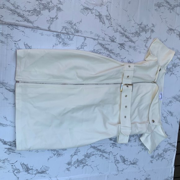 ❌SOLD❌superdown Terri Moto Dress in White Belted - Picture 5 of 8